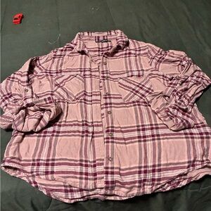 Love Tree Pink and Purple Plaid Shirt